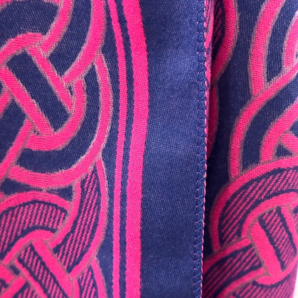 Clan Artisan fuschia and Navy Patterned Scarf - Picture 4 of 8